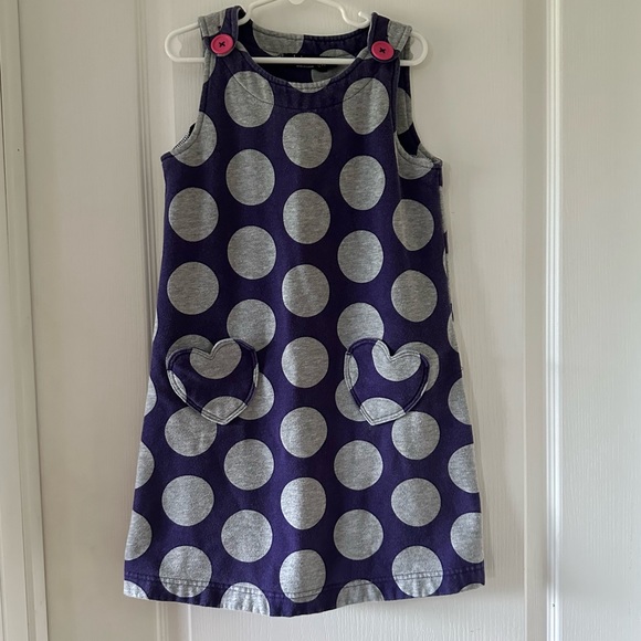 Mini Boden Other - Mini Boden purple with gray dots jumper heart pockets pink buttons